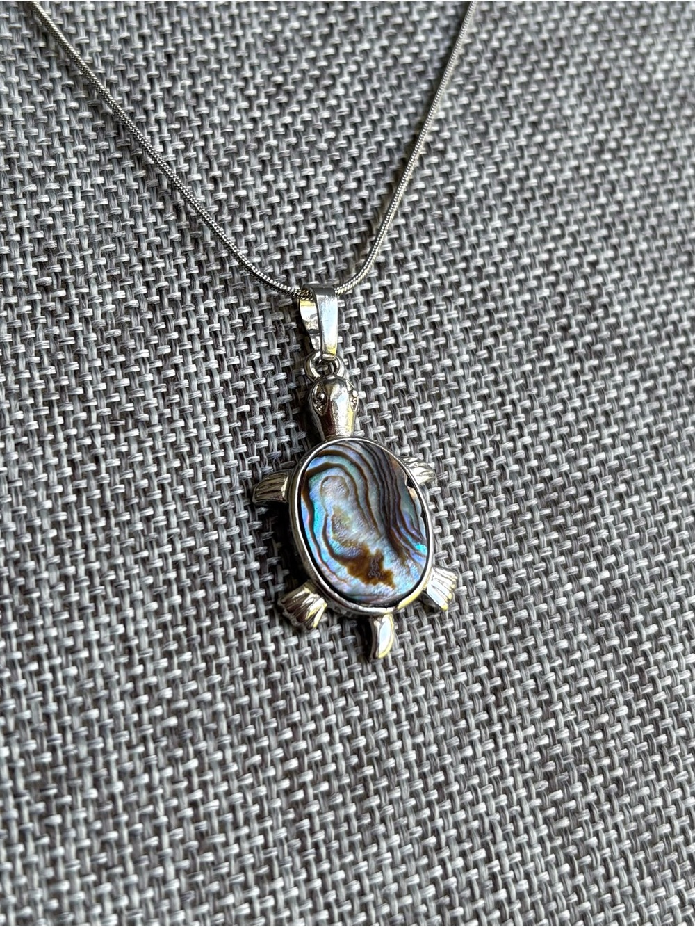 Small Turtle Abalone Crystal Pendant With 18 Inch Stainless Steel Necklace